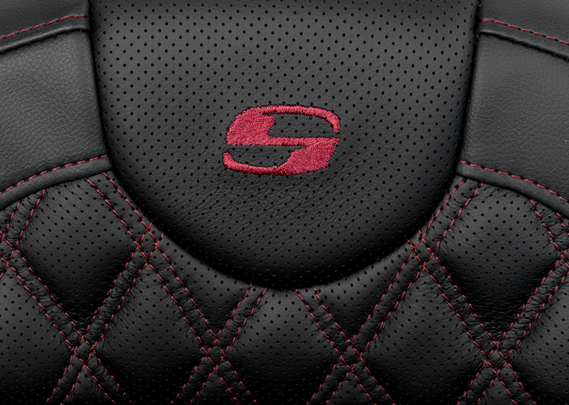 SADDLEMEN Roadsofa™ Extended Reach Seat - Lattice Stitch - Wine Berry Stitch - with Backrest - Touring '08-'24