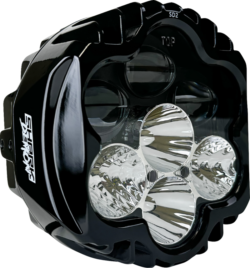 CUSTOM DYNAMICS LED Headlight - Shark Demon 2 - Pedestal Mount 1999-2022 Dyna, Sportster, Softail Models