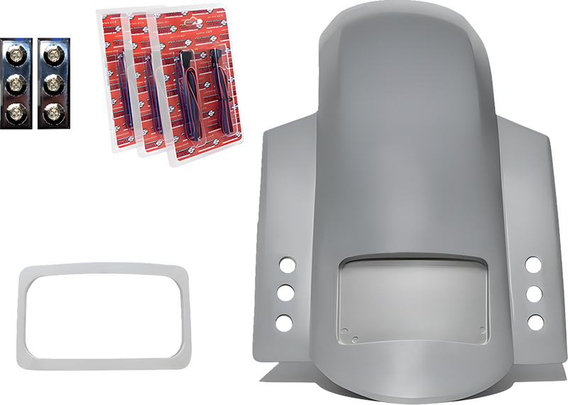 PAUL YAFFE BAGGER NATION Short Rear Fender - Sport - With Chrome Plate Frame - Thunder-pod Taillight RF-SSTH P-R-C