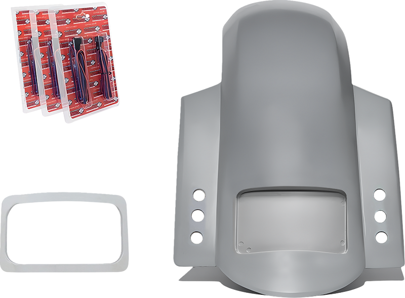 PAUL YAFFE BAGGER NATION Short Rear Fender - Sport - With Chrome Plate Frame - 3 Sets of Thunder Bolts RF-SS-3-THNDR-BLT-C