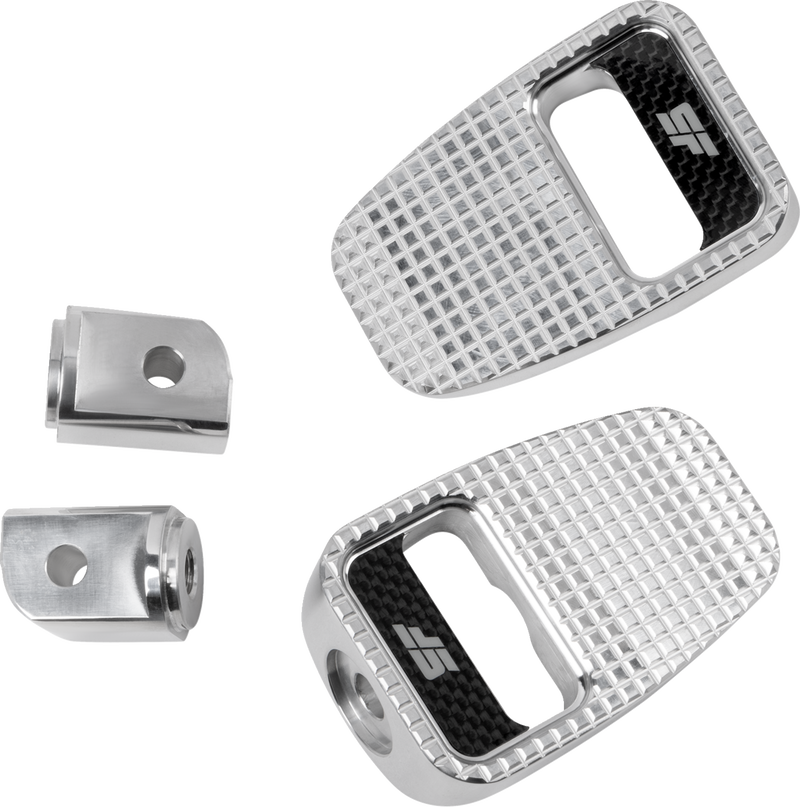 SLYFOX Footpegs - Silver Polished - 18-'23 SOFTAIL W/Carbon Fiber
