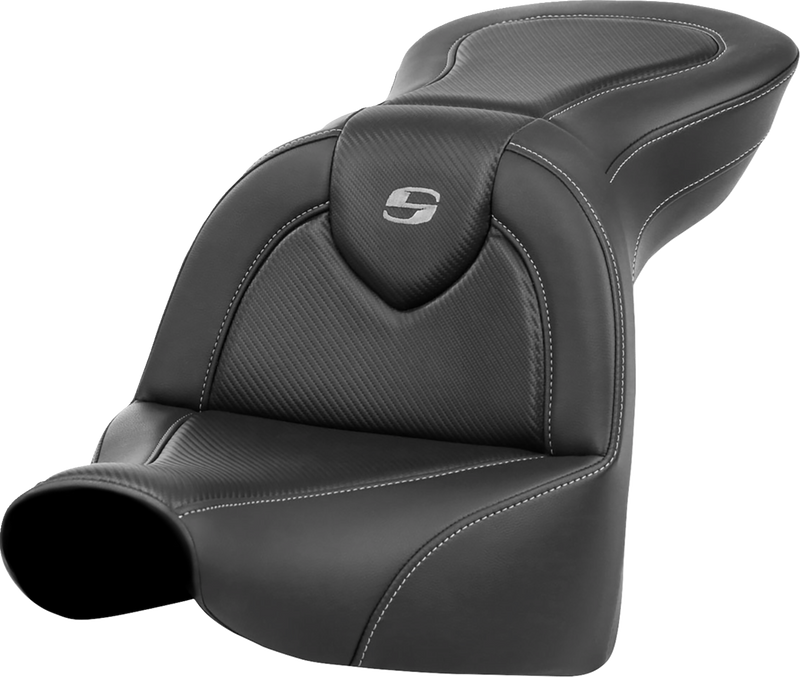 SADDLEMEN Roadsofa™ Standard Reach Seat - without Backrest - Carbon Fiber - Softail '18-'20