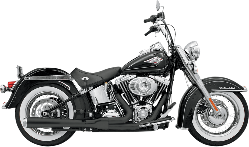 BASSANI XHAUST 2:1 Exhaust - Black - Long - '86-'17 SOFTAIL MODELS