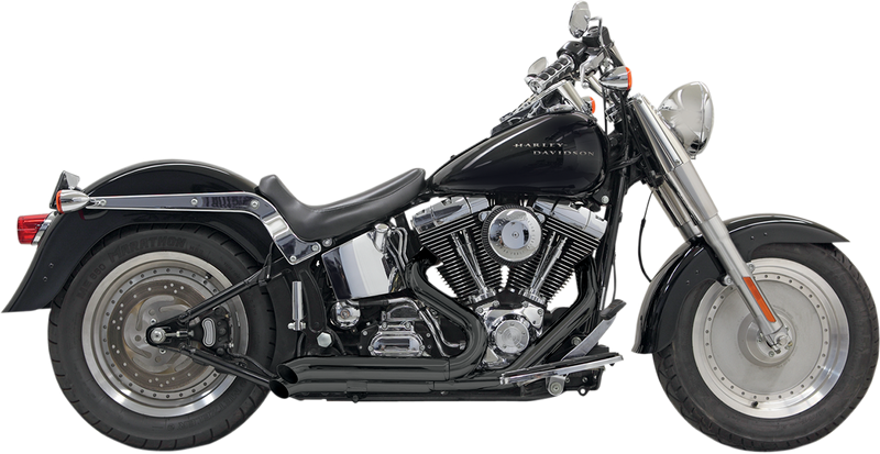 BASSANI XHAUST Pro Street Exhaust - Black - Turn Out - '86-'17 Softail