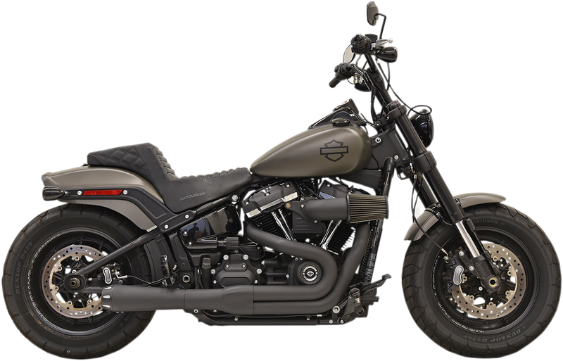 BASSANI XHAUST 2-into-1 Road Rage Exhaust System - Black - '18-'21 SOFTAIL