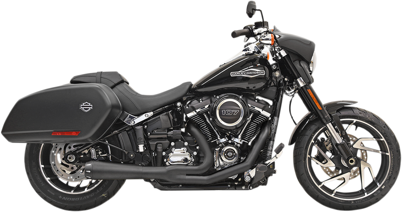 BASSANI XHAUST 2-into-1 Road Rage Exhaust System - Black - 2018-2022 SOFTAIL MODELS