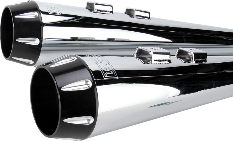BASSANI XHAUST Megaphone Mufflers - Chr/Blk - Fluted - Performance Baffle - '95-'16 TOURING MODELS
