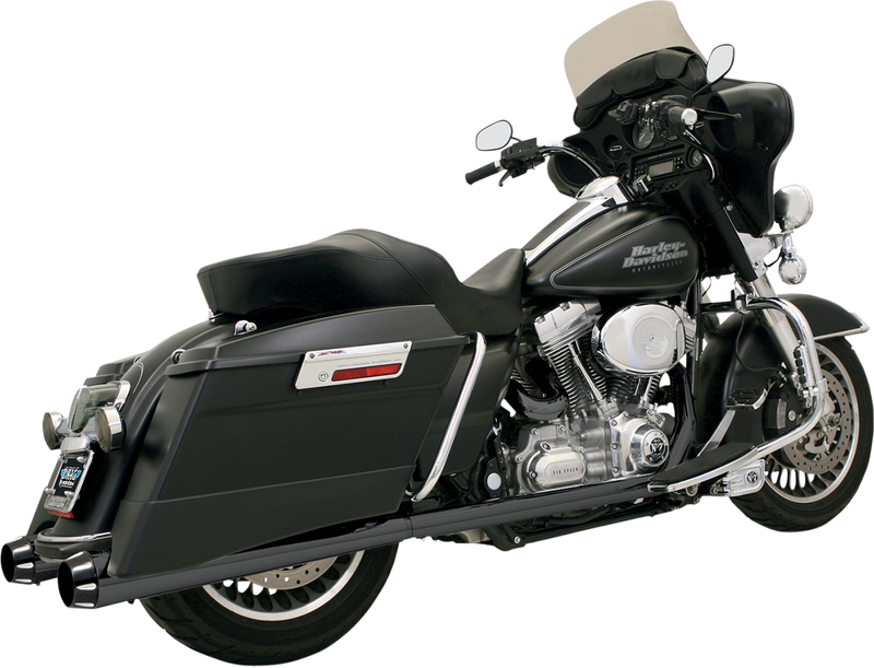 BASSANI XHAUST Megaphone Mufflers - Blk/Blk - Fluted - Performance Baffle - '95-'16 TOURING