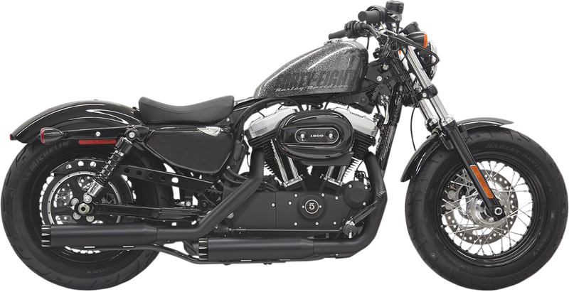 BASSANI XHAUST Firepower Series Slip-On Mufflers - Black - Fluted - '14-'20 SPORTSTER MODELS