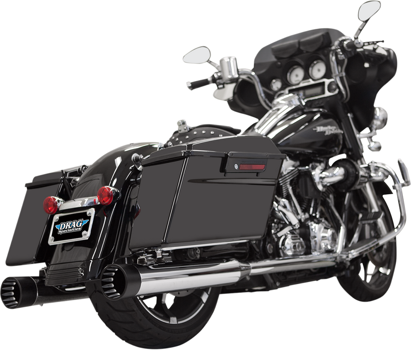 BASSANI XHAUST DNT Straight Can SLIP-ON Mufflers for 1995-2016 TOURING - Chrome/Black