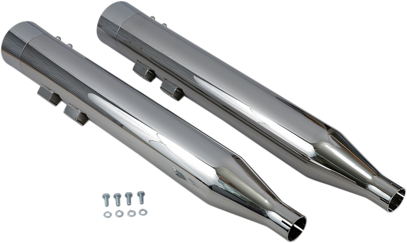 BASSANI XHAUST DNT Straight Can SLIP-ON Mufflers for 1995-2016 TOURING - Chrome