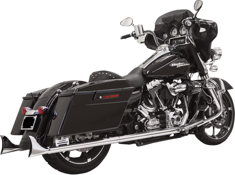 BASSANI XHAUST Fishtail Mufflers - Chrome - w/ Baffle - 33" - '95-'16 TOURING MODELS