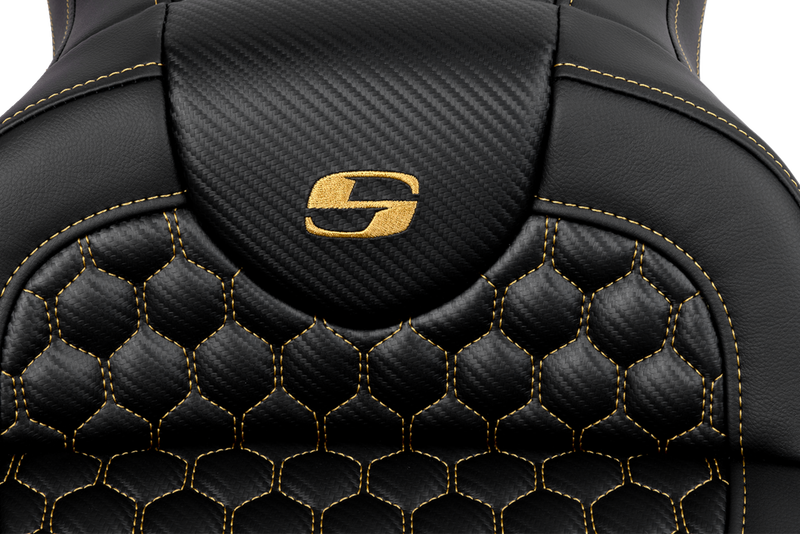 SADDLEMEN RoadSofa™ Seat - Honeycomb - Gold Stitch - without Backrest - Touring '08-'24