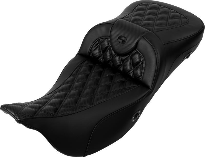 SADDLEMEN Roadsofa™ Extended Reach Seat - without Backrest - Lattice Stitch - Carbon Fiber - Touring '08-'24