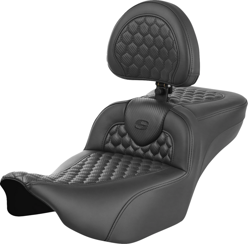 SADDLEMEN Roadsofa™ Extended Reach Seat - with Backrest - Honeycomb - Touring '23.5-'25