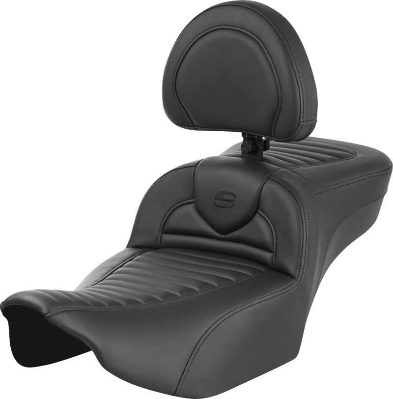 SADDLEMEN Roadsofa™ Extended Reach Seat - with Backrest - Tuck-n-Roll - Touring '23.5-'25