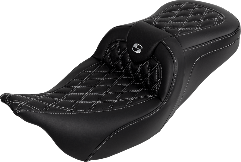 SADDLEMEN Roadsofa™ Seat - with Backrest - Silver Stitch - Touring '08-'24