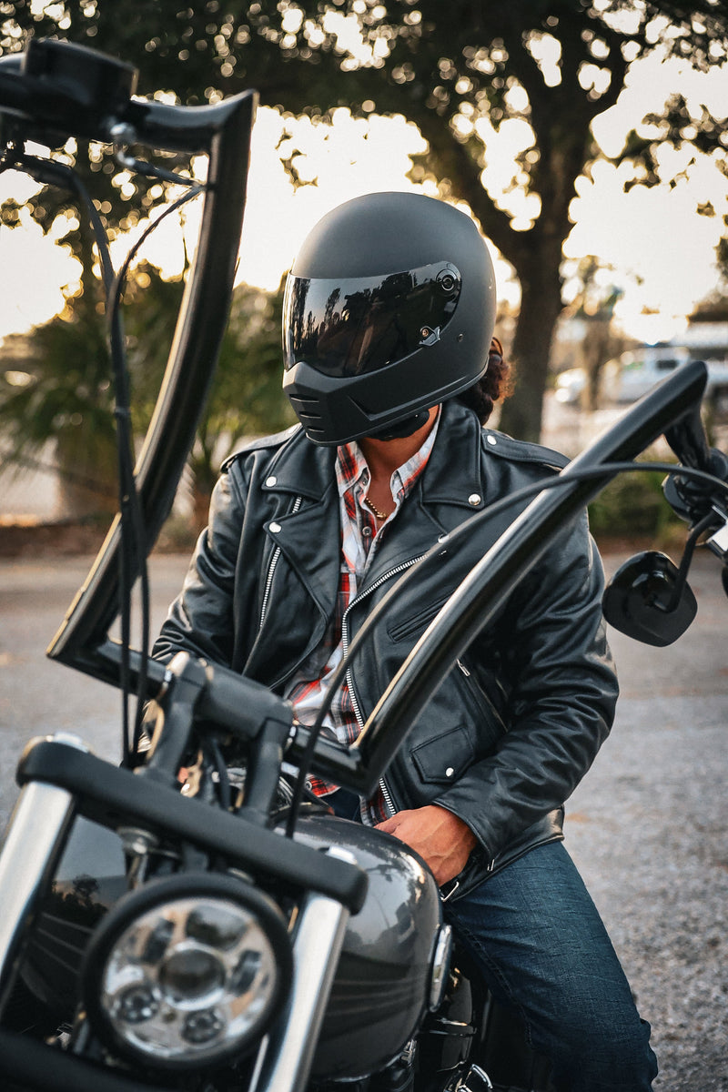 UNIK LEATHER - Mens Motorcycle Biker Leather Jacket