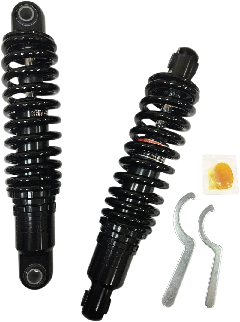 Drag Specialties Shocks Premium Ride-Height Adjustable - 12" - Heavy Duty - Black - Dyna '91-'17