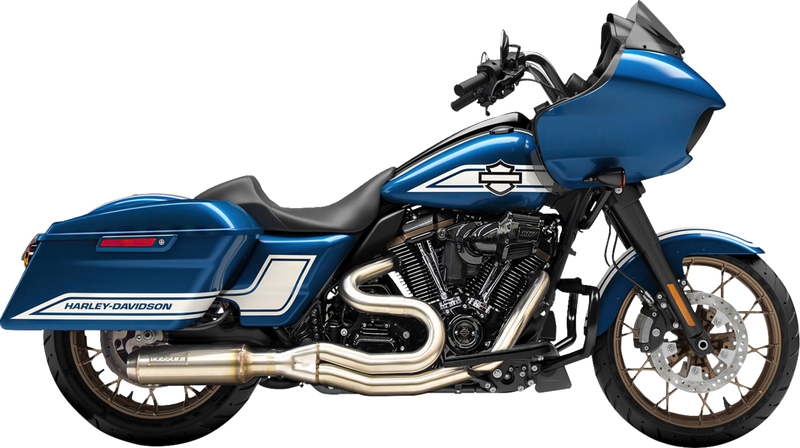 BASSANI XHAUST 2-into-1 Exhaust System with Super Bike Muffler - Stainless Steel - '17-'24 TOURING