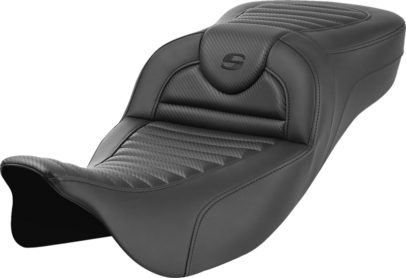 SADDLEMEN Roadsofa™ Extended Reach Seat - without Backrest - Tuck-n-Roll - Carbon Fiber - FL '08-'24 808-07B-20500