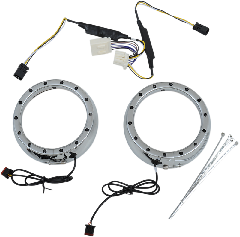 CUSTOM DYNAMICS Lighted Passing Lamp Trim Ring '96-'05 FLHT - Chrome