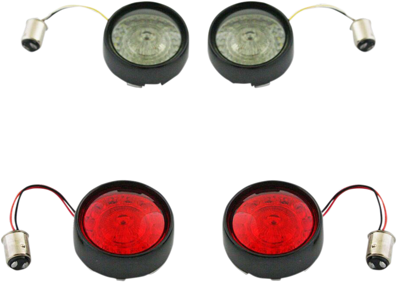 CUSTOM DYNAMICS Complete Front & Rear Turn Signal Conversion Kit with Bullet Bezel Lenses - Black