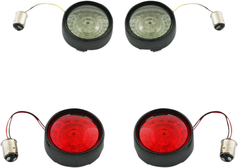 CUSTOM DYNAMICS Complete LED Front & Rear Turn Signal Conversion Kit with Bullet Bezel Lenses - Black