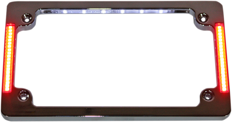 CUSTOM DYNAMICS Tri-Horizontal Motorcycle Plate Frame with Flush-Mount LEDs - Flat - Chrome