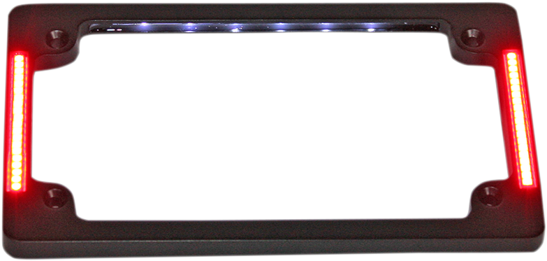 CUSTOM DYNAMICS Tri-Horizontal Motorcycle Plate Frame with Flush-Mount LEDs - Flat - Black