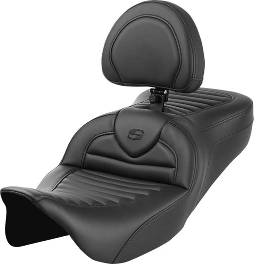 SADDLEMEN Roadsofa™ Seat - with Backrest - Tuck-n-Roll - FL '08-'23 808-07B-202B0