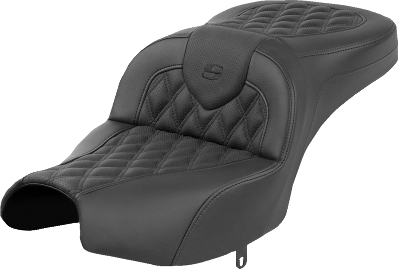 SADDLEMEN Roadsofa* Seat - Without Backrest - Black - Lattice Stitch - Indian Pursuit '22-'24
