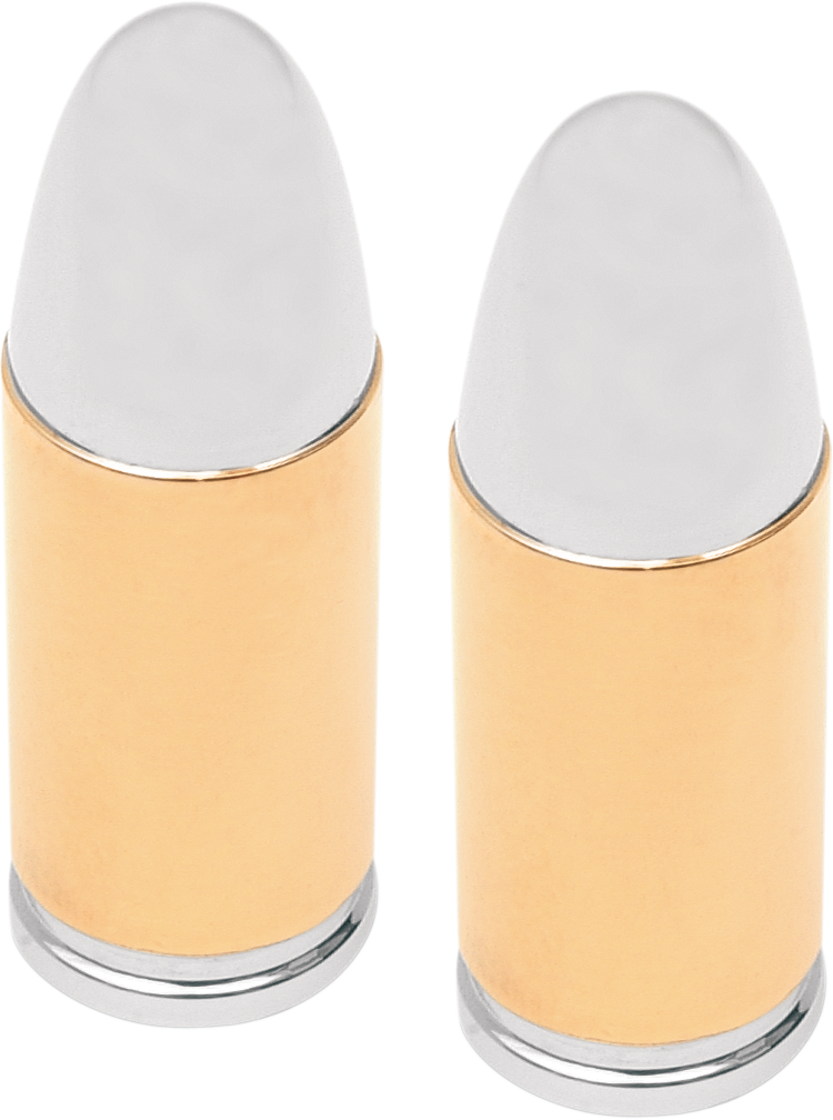 DRAG SPECIALTIES Tire Valve Stem Cap Set - Chrome / Gold - .38 Special