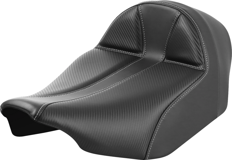 SADDLEMEN Dominator Solo Seat - Black Carbon Fiber w/ Gray Stitching - Extended Reach - Touring '23.5-'25