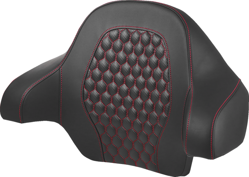SADDLEMEN Tour Pack Backrest Pad - Honeycomb - Red Stitching  '14-'24 TOURING