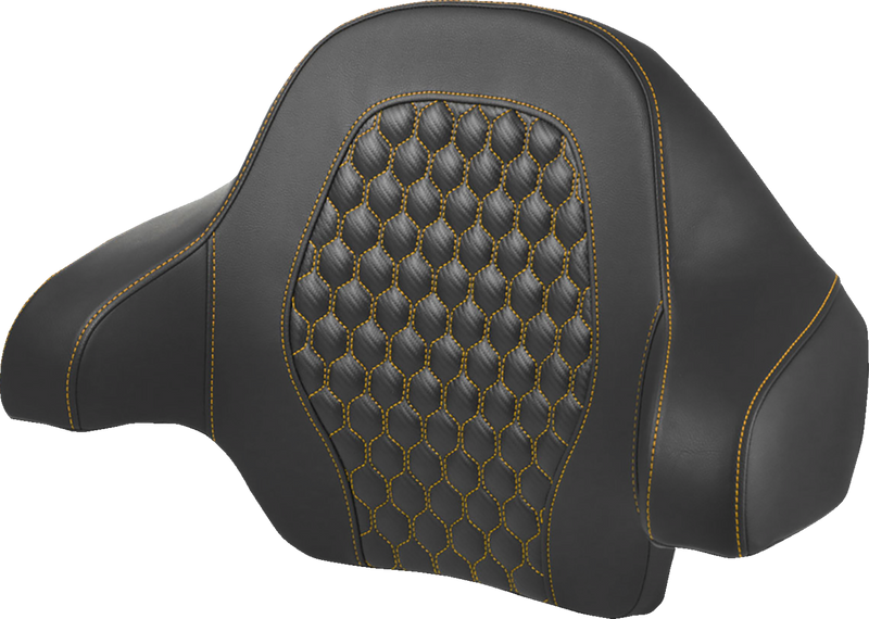 SADDLEMEN Tour Pack Backrest Pad - Honeycomb - Gold Stitching - '14-'24 TOURING