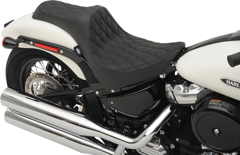 DRAG SPECIALTIES Predator III Double Diamond Black Stitch Vinyl Seat - Black - Softail '18-'23
