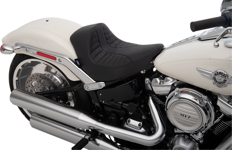 DRAG SPECIALTIES EZ-On Scorpion Stitch Vinyl Solo Seat - Black - Softail '18-'22