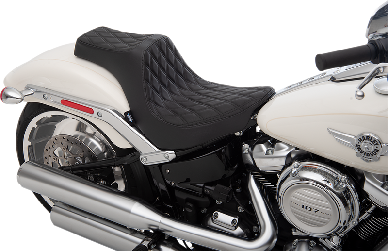 DRAG SPECIALTIES Predator III Double Diamond Black Stitch Vinyl Seat - Black - Softail '18-'25