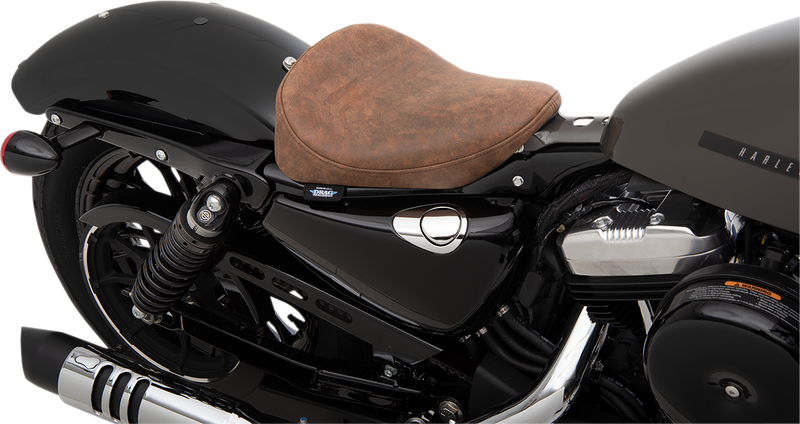 DRAG SPECIALTIES Bobber Style Smooth Distressed Leather Solo Seat - Brown - Sportster '10-'22