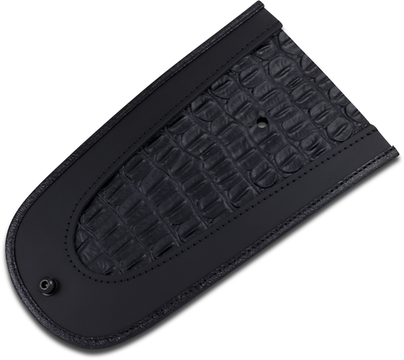 DRAG SPECIALTIES Fender Bib Embossed Faux Gator Leather Center - Black - 10" - '04-'21 XL