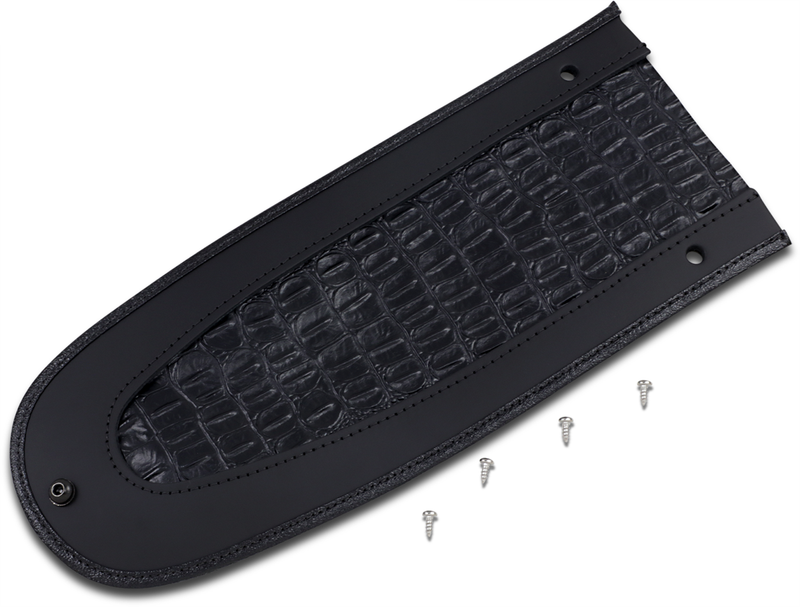DRAG SPECIALTIES Fender Bib Embossed Faux Gator Leather Center - Black - 13-1/4" - '05-'17 FLST