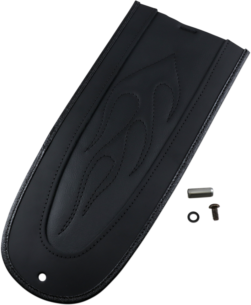 DRAG SPECIALTIES Fender Bib Flame Stitched Vinyl Center - Black - 13-1/4" - FX/FL '00-'10