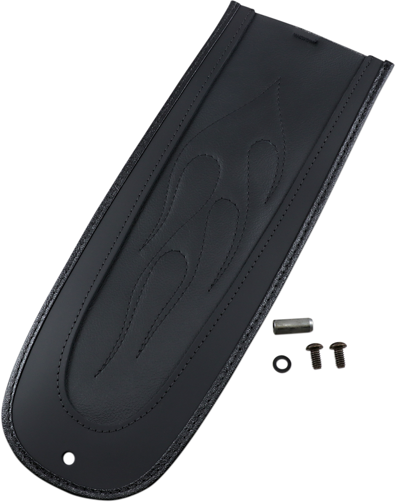 DRAG SPECIALTIES Fender Bib Flame Stitched Vinyl Center - Black - 15" - FX/FL '84-'05