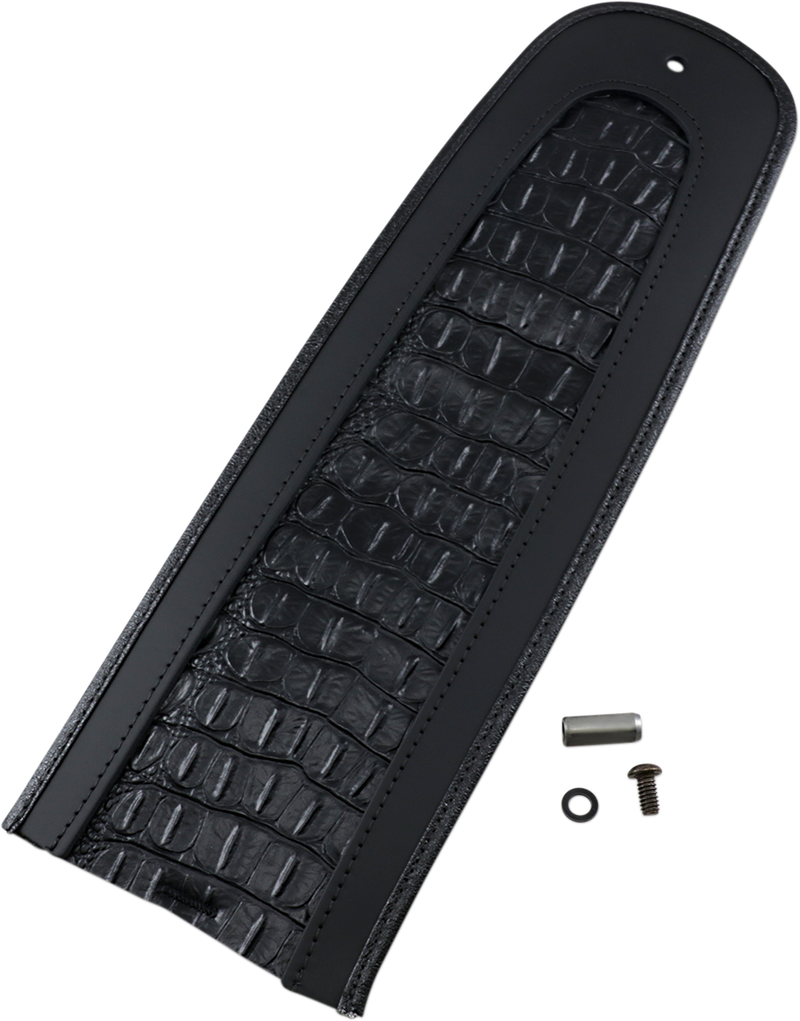 DRAG SPECIALTIES Fender Bib Embossed Faux Gator Leather Center - Black - 15"