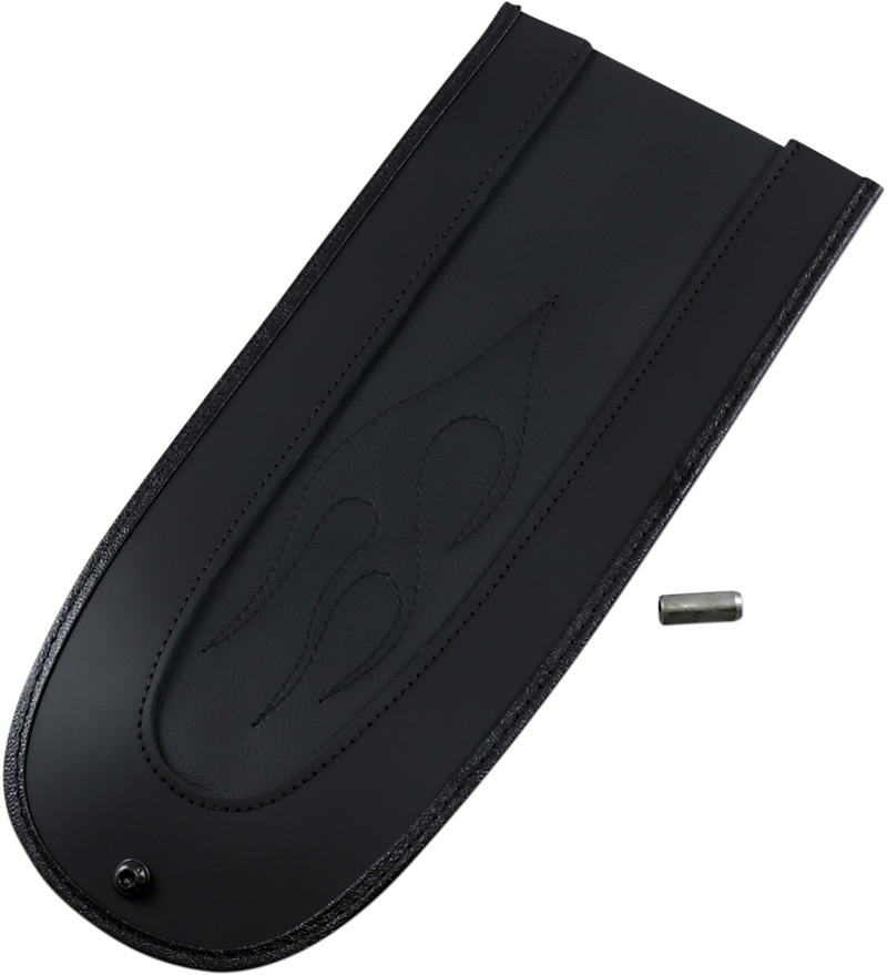 DRAG SPECIALTIES Fender Bib Flame Stitched Vinyl Center - Black - 14" - FX/FL '18-'21