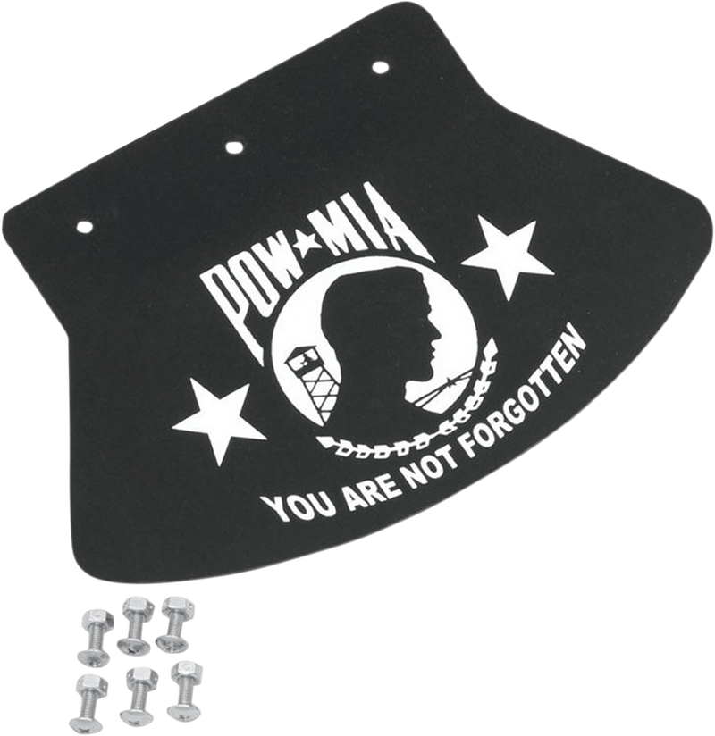 DRAG SPECIALTIES Rubber Fender Mud Flap - POW-MIA - 9-1/2" W x 6-1/2" H