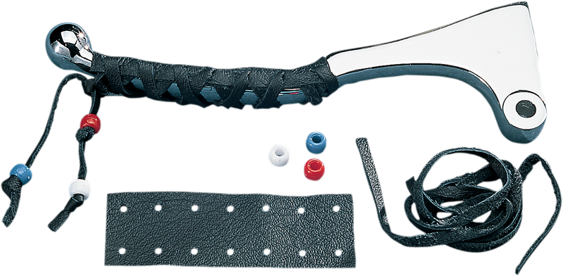 DRAG SPECIALTIES Universal Cruiser Style Hand Lever Covers - Black - Beads Leather