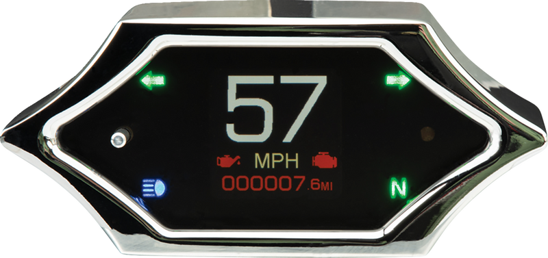DAKOTA DIGITAL Universal Handle Bar Mount Speedometer - With Signals - Spiked - Chrome
