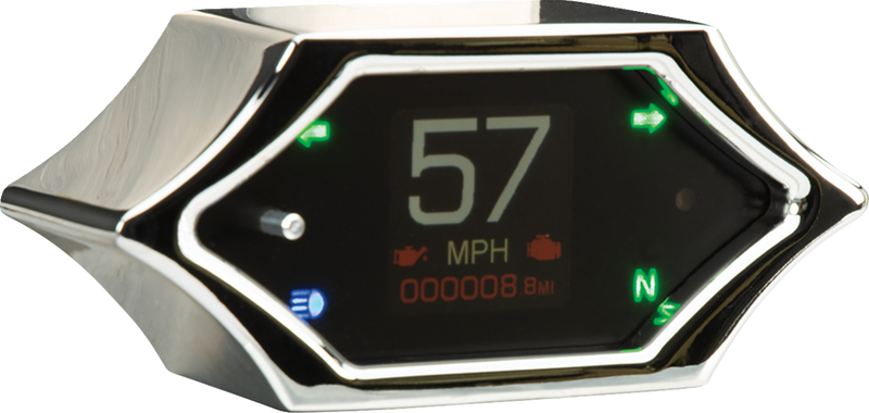 DAKOTA DIGITAL Universal Handle Bar Mount Speedometer - With Signals - Spiked - Chrome
